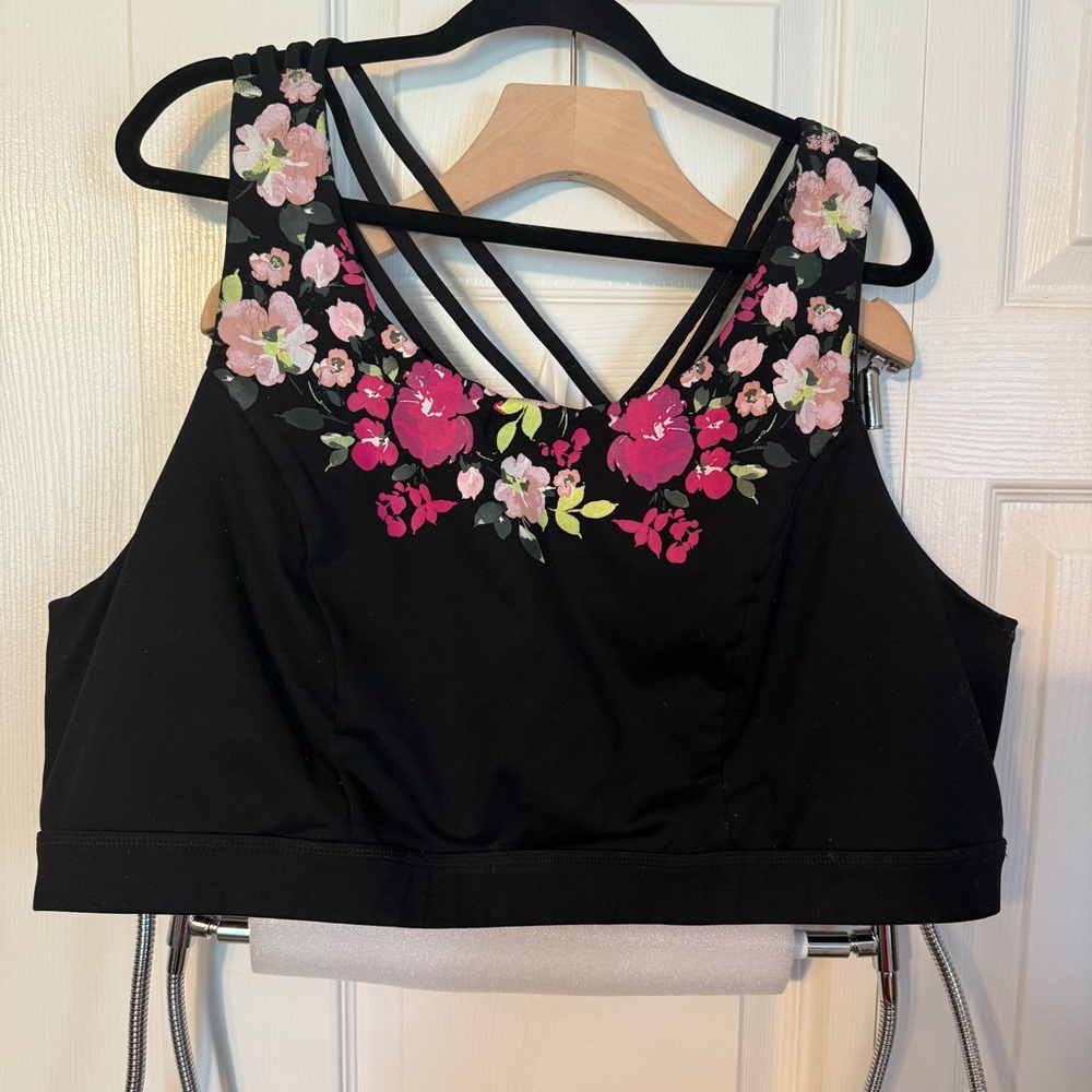 5X Torrid Black Floral Sports Bra